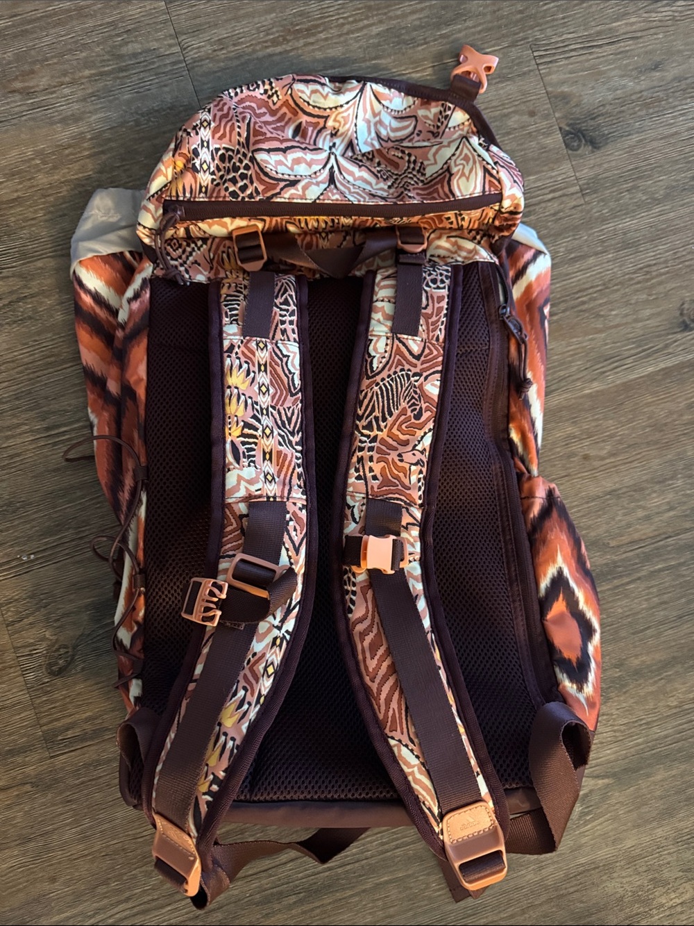 FARM Rio Multicolor Patterned Backpack - Brown, Orange, Cream - Picture 3 of 4